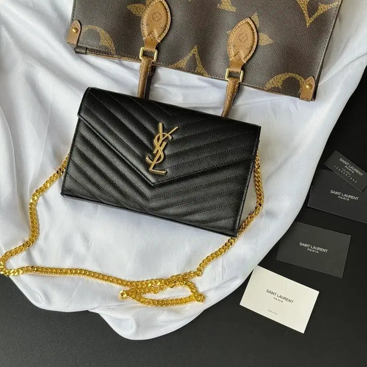 [BUNJANG] Yves Saint Laurent Caviar Textured Chain Wallet / YS| 캐비어 텍스처 지갑