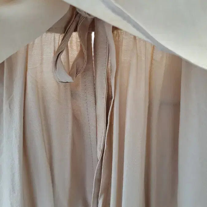 [BUNJANG] Collar Neck Long Dress - Beige / 카라넥 롱 원피스 베이지66