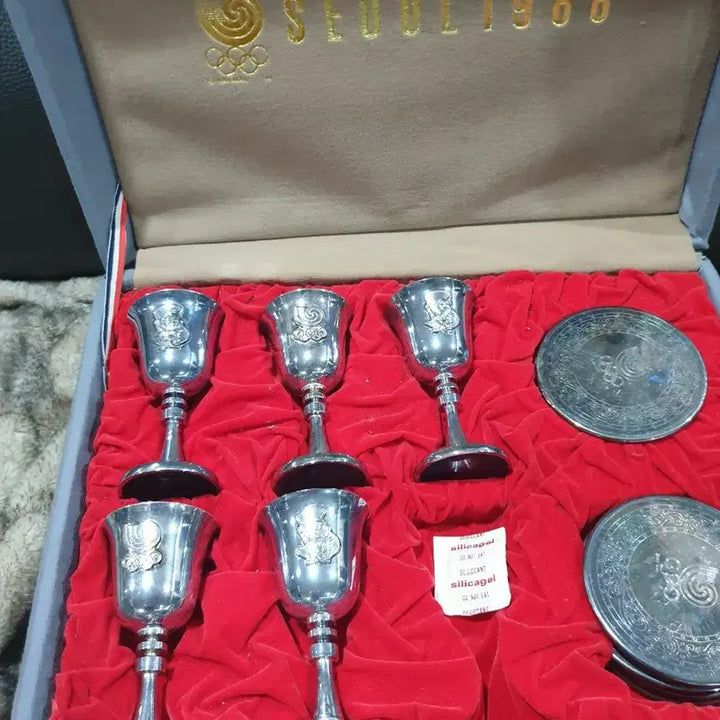 [BUNJANG] 1988 Seoul Olympics Commemorative Silver-Plated Cup and Saucer Set (5 Sets) / 88 서울올림픽 기념 은 컵/잔 세트