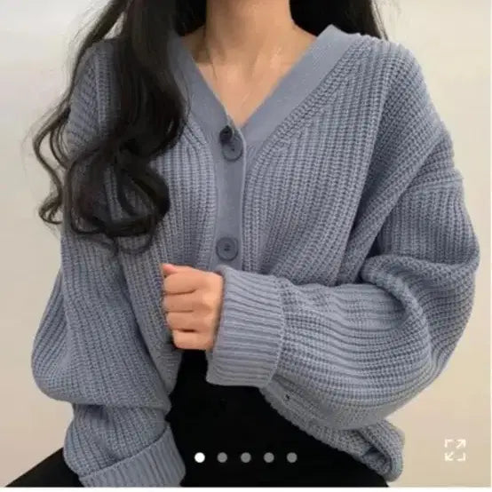 [BUNJANG] Ablery Knit Cardigan Sky Blue / 에이블리 니트 가디건 하늘