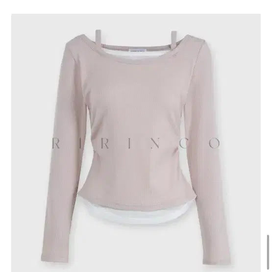 [BUNJANG] Ririroe Ballong Dear Shirring Color-Block Layered T-Shirt / 리리앤코 발롱디어 셔링 배색 레이어드 티셔츠