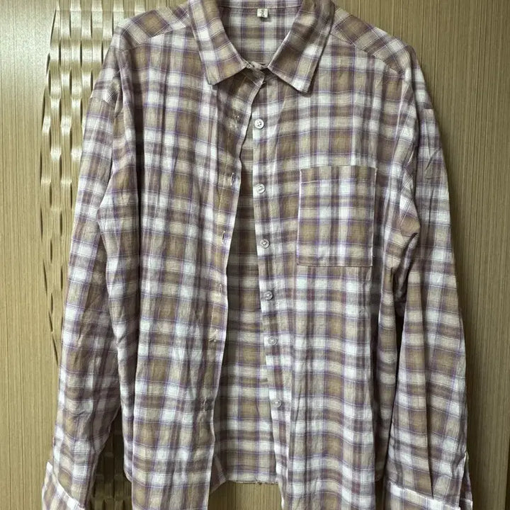 [BUNJANG] Morelabel Loose Fit Checkered Shirt Purple / 모어라벨 연보라 루즈핏 체크 셔츠