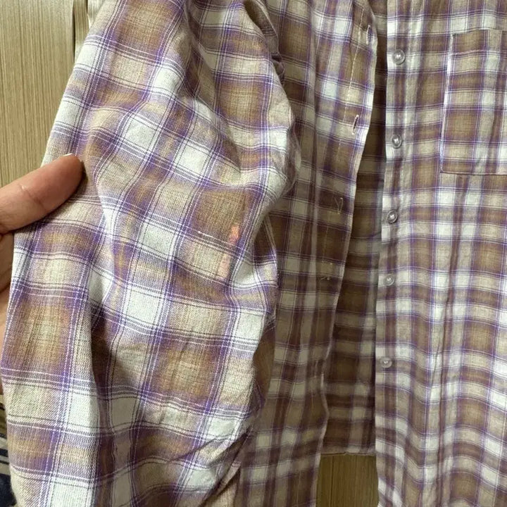 [BUNJANG] Morelabel Loose Fit Checkered Shirt Purple / 모어라벨 연보라 루즈핏 체크 셔츠