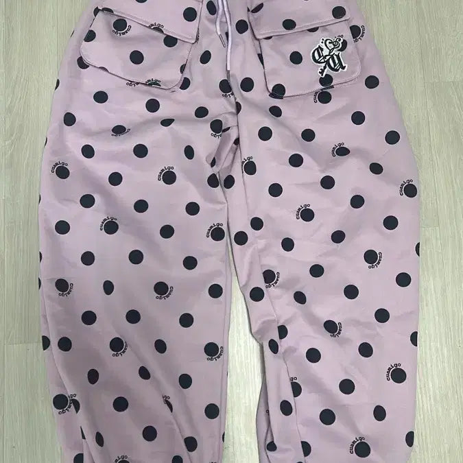 [BUNJANG] Polka Dot Cargo Jogger Pants - Lavender / 도트 연보라 땡땡이 카고 주머니 팬츠