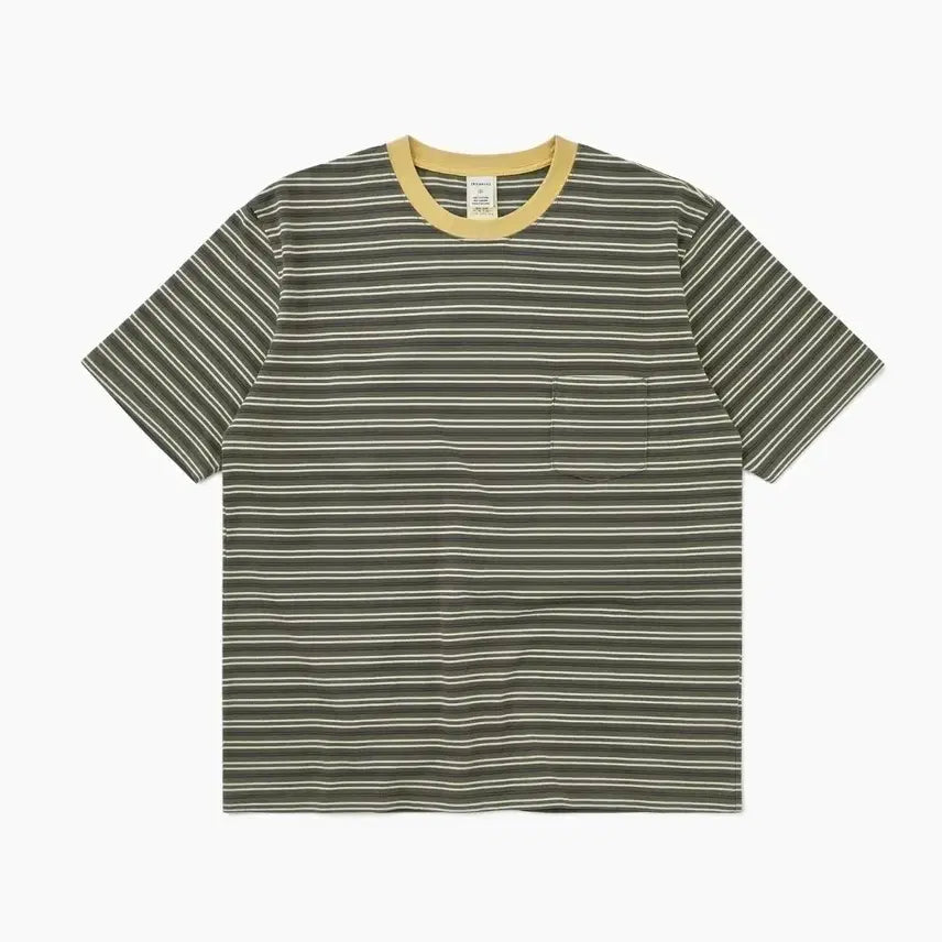 [BUNJANG] Khisk Border T-Shirt Khaki / [XL]카키스 보더티  Bark