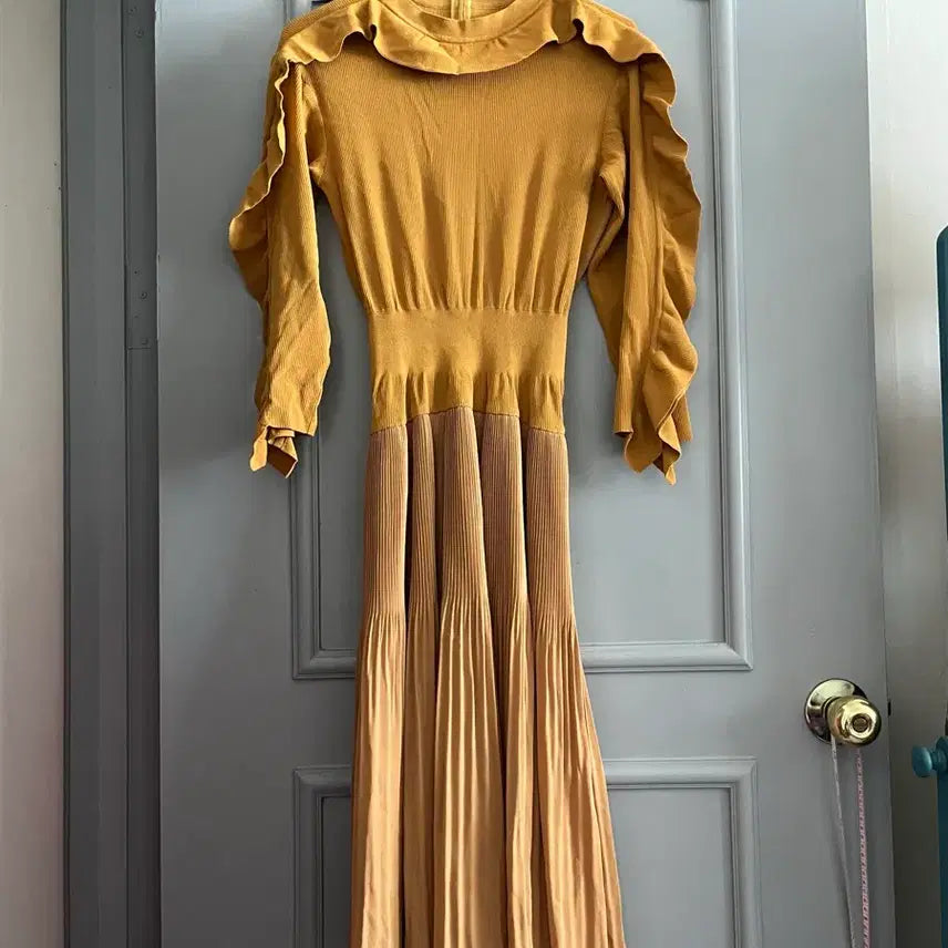 [BUNJANG] System Rayon Pleated Long Dress / 시스템 레이온 블록 플리츠 드레스 호칭82-94-160사이즈