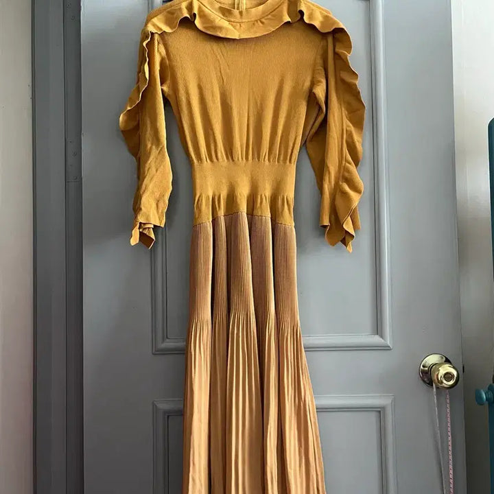 [BUNJANG] System Rayon Pleated Long Dress / 시스템 레이온 블록 플리츠 드레스 호칭82-94-160사이즈