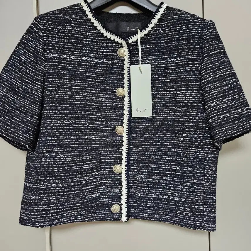 [BUNJANG] J.ESTINA Tweed Jacket Black &amp; White Gold Button / 새상품) 지컷 트위드자켓