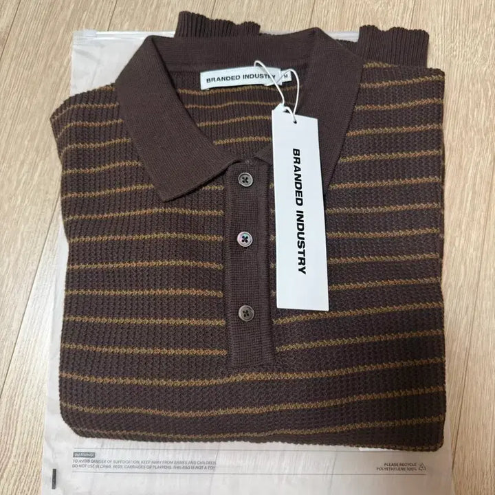 [BUNJANG] Branded "Hard Twist Lounge" Polo Knit - Brown Stripe (M) / 브랜디드 폴로 니트 (새상품)