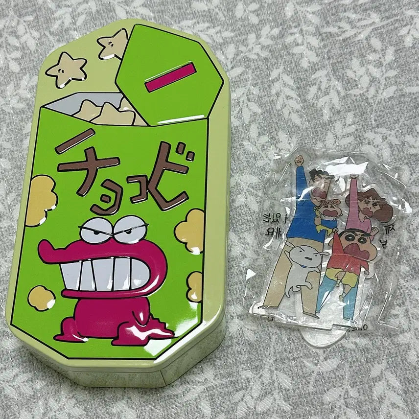 [BUNJANG] Crayon Shin-chan Choco-bi Tin Case &amp; Acrylic Stand Bundle / 짱구 초코비 틴케이스, 아크릴스탠드 굿즈