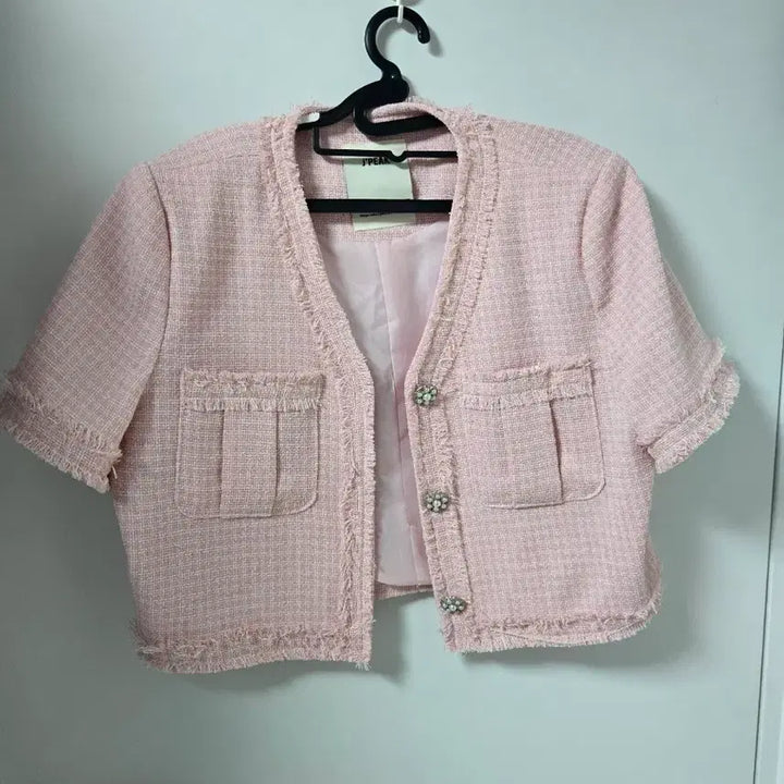 [BUNJANG] Pink Short Sleeve Jacket / 반팔자켓 프리사이즈