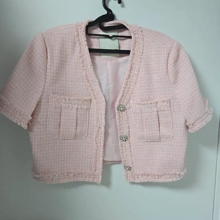 [BUNJANG] Pink Short Sleeve Jacket / 반팔자켓 프리사이즈