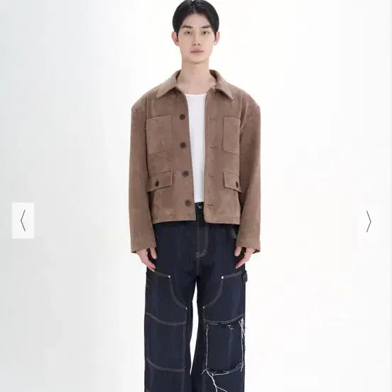 [BUNJANG] Cinder Mocha Beige Suede Cropped Jacket / 신더 cinder 모카베이지 스웨이드 자켓 크롭