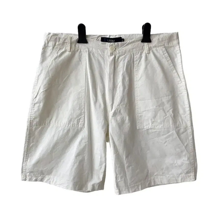 [BUNJANG] White Cotton Cargo Shorts / XL/ 화이트 면 반바지 /새제품