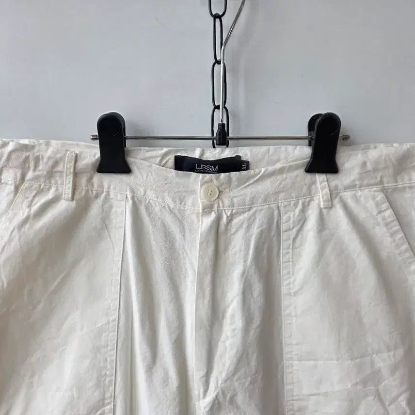 [BUNJANG] White Cotton Cargo Shorts / XL/ 화이트 면 반바지 /새제품