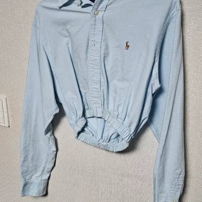 [BUNJANG] Polo Ralph Lauren Sky Blue Cropped Shirt / 폴로 랄프로렌 크롭 셔츠 하늘색