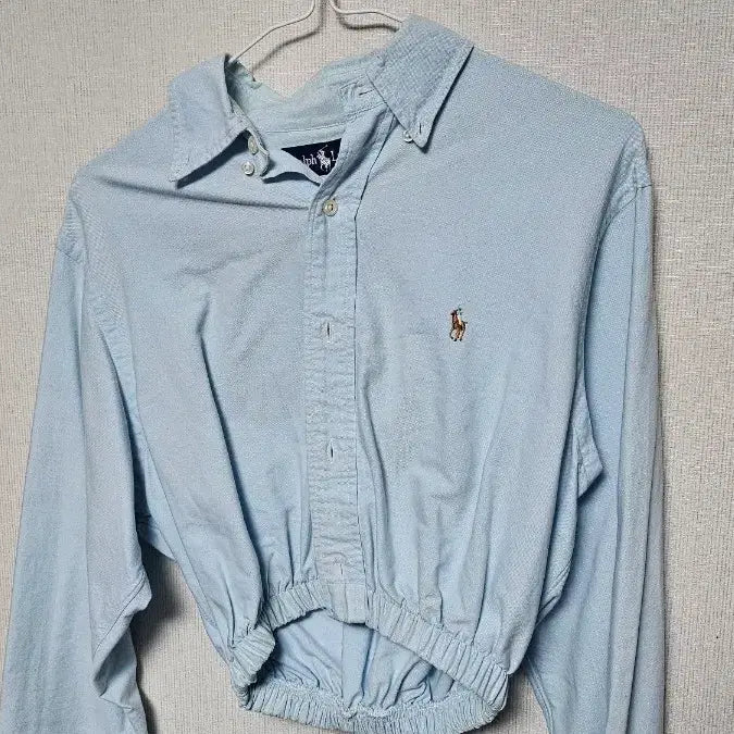 [BUNJANG] Polo Ralph Lauren Sky Blue Cropped Shirt / 폴로 랄프로렌 크롭 셔츠 하늘색