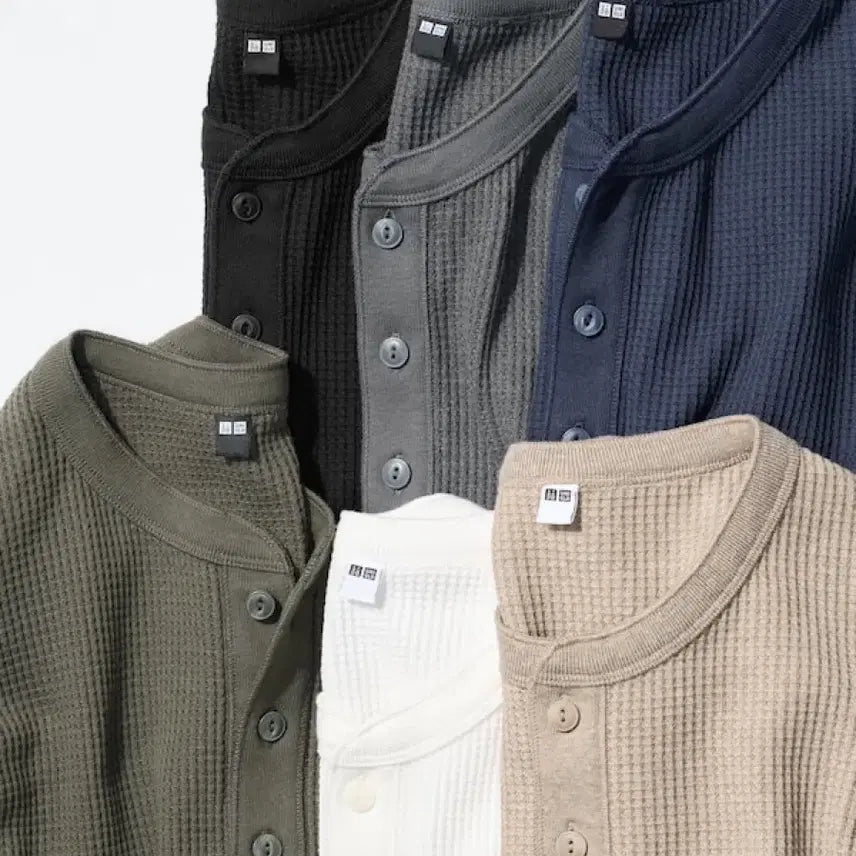 [BUNJANG] Uniqlo Waffle Henly Neck Shirt XL / (XL)유니클로 와플 헨리넥 새상품