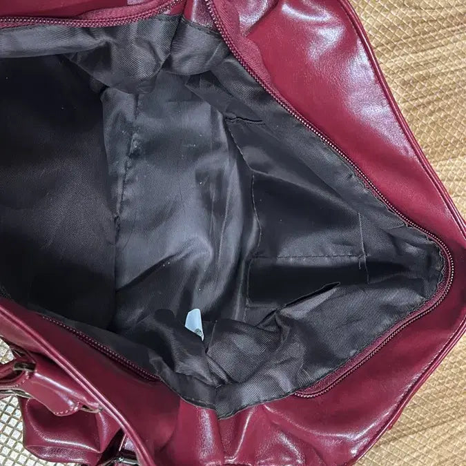 [BUNJANG] Wine Red Leather Crossbody Shoulder Bag / 와인색 가죽 크로스백 숄더백