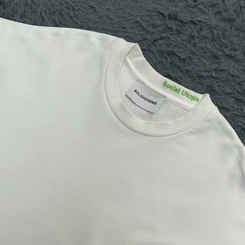 [BUNJANG] Solid Homme White Printing Sweatshirt 46 / (정품) 솔리드옴므 화이트 프린팅 맨투맨 46