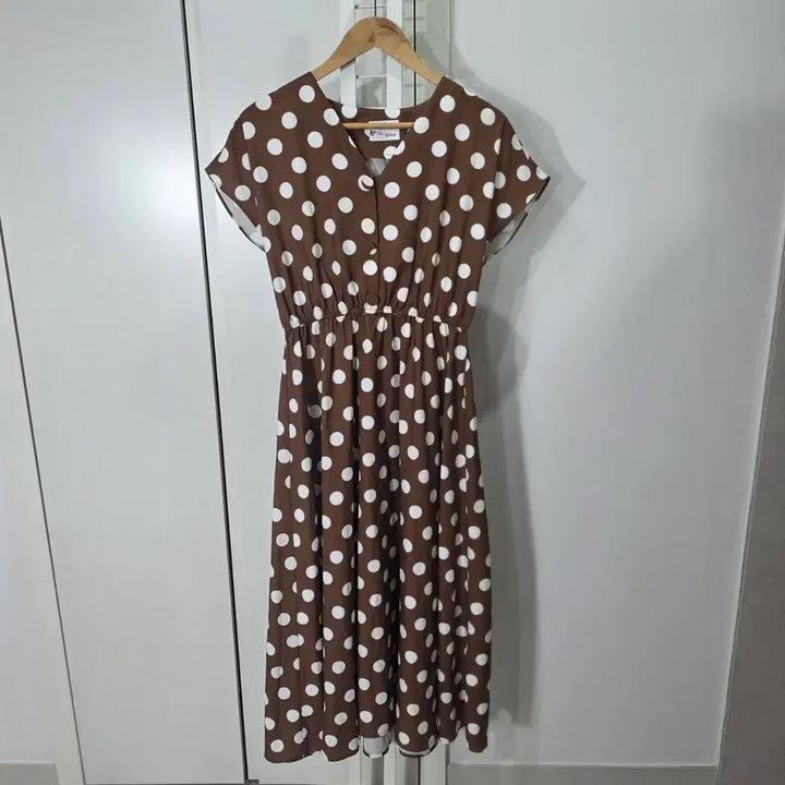 [BUNJANG] Brown Polka Dot Long Dress / 브라운 도트무늬 롱 원피스