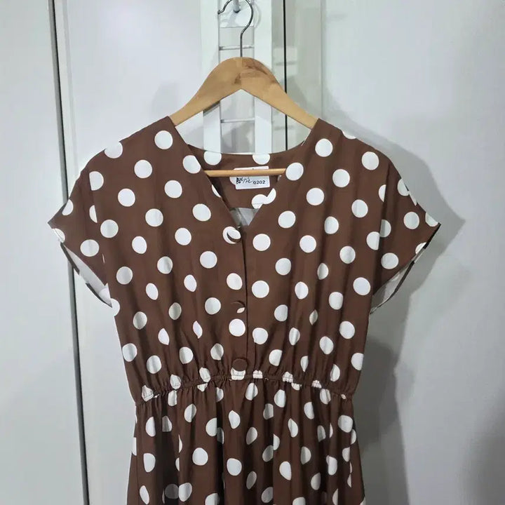[BUNJANG] Brown Polka Dot Long Dress / 브라운 도트무늬 롱 원피스
