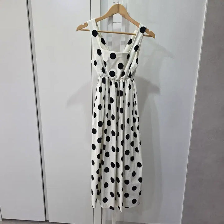 [BUNJANG] White Black Dot Long Dress / 화이트 블랙 도트 롱 원피스