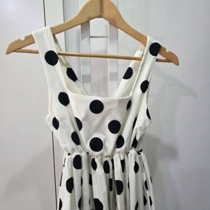 [BUNJANG] White Black Dot Long Dress / 화이트 블랙 도트 롱 원피스