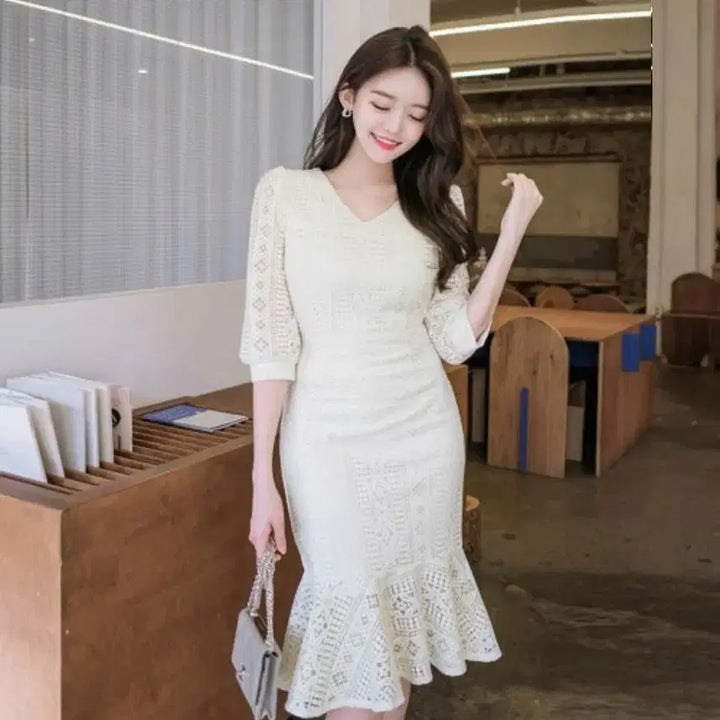 [BUNJANG] Attrangs Lace Mermaid Dress Size 55 New / 아뜨랑스(attrangs) 레이스 머메이드원피스 55 새상품