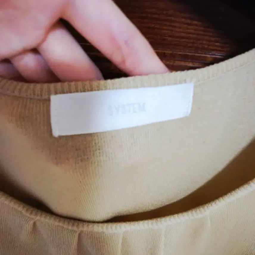[BUNJANG] SYSTEM Shirring Point Short Sleeve Knit (Beige) / [정품] 시스템(SYSTEM) 셔링 포인트 반팔 니트 (베이지)