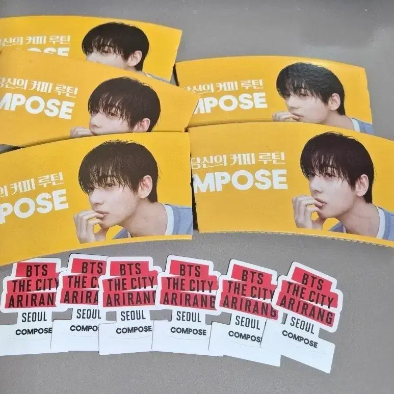 [BUNJANG] BTS V Taehyung Compose Coffee Cup Holder and Straw Pick Bundle Set / (일괄2천원) 컴포즈 뷔 컵홀더 김태형 BTS V 방탄소년단 방탄