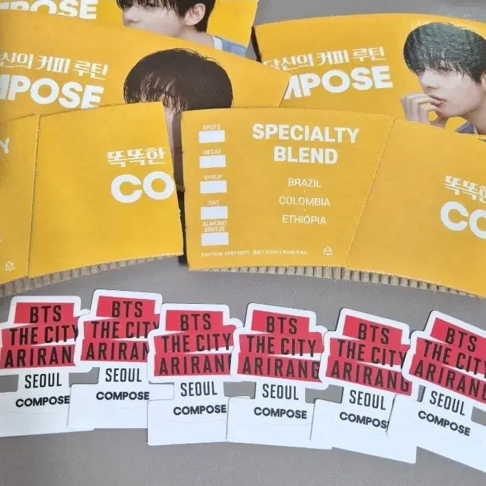 [BUNJANG] BTS V Taehyung Compose Coffee Cup Holder and Straw Pick Bundle Set / (일괄2천원) 컴포즈 뷔 컵홀더 김태형 BTS V 방탄소년단 방탄