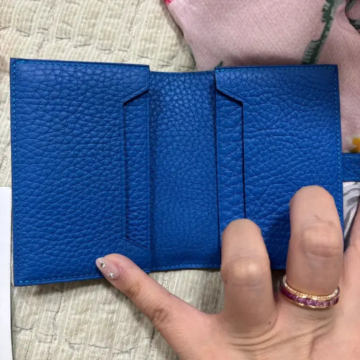 [BUNJANG] Blue Leather Card Holder Wallet / 가죽지갑 블루 카드지갑 판매해요