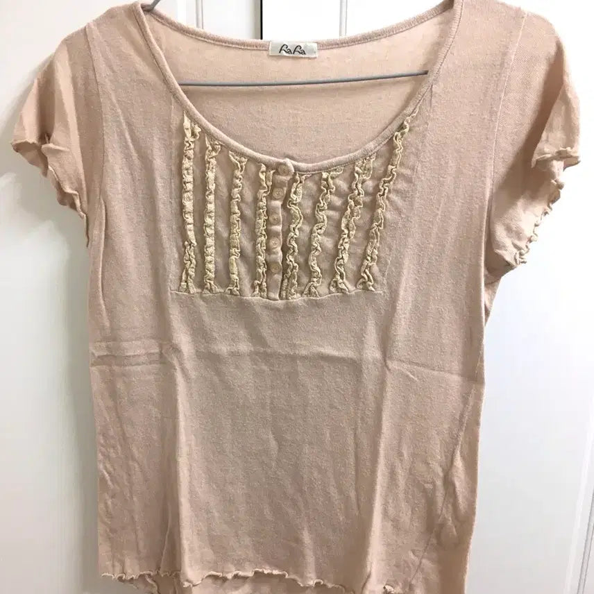 [BUNJANG] Vintage Japanese Mutepink Frill Blouse / 일본 빈티지 뮤트핑크 블라우스 카메빈티지 카모메산장 와이즈걸