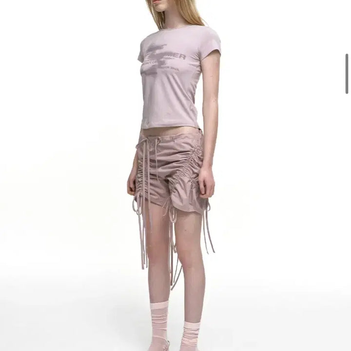 [BUNJANG] NACHE Strap Shirring Shorts (Dusty Pink) / 나체 NACHE 스트랩 셔링 쇼츠