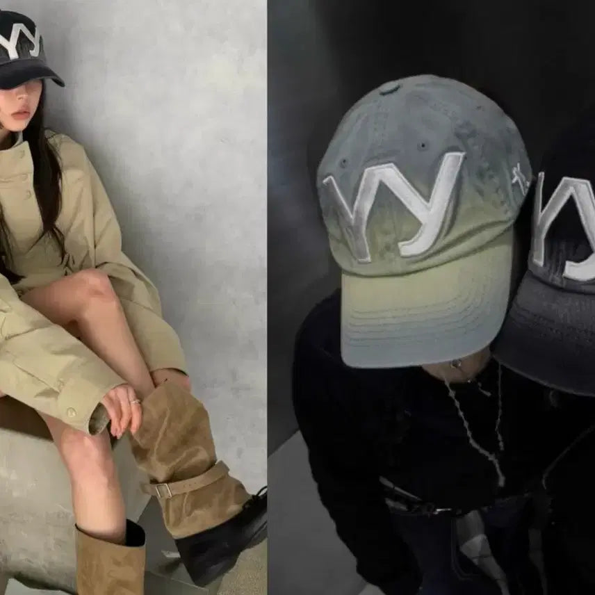 [BUNJANG] Openyyy Gradient Black Ball Cap / 오픈와이와이 그라디언트 그라데이션 블랙 볼캡 모자