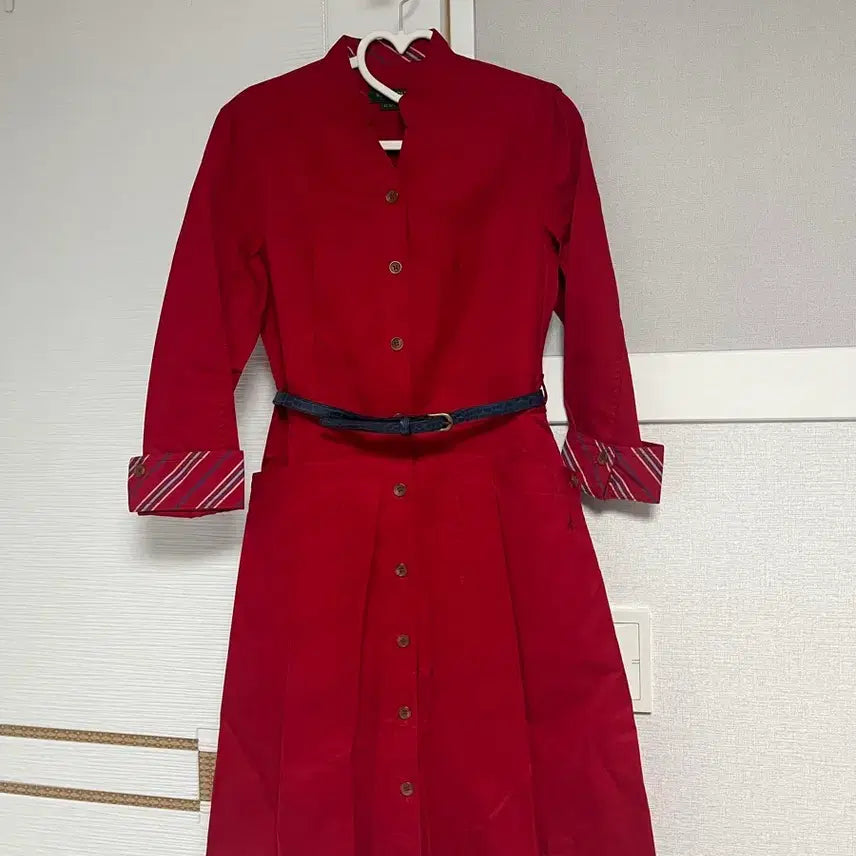 [BUNJANG] Vincis Bench Ladies Red Check Shirt Dress Size 55 / 미착용 빈폴 레이디 레드 체크 셔츠 원피스 55