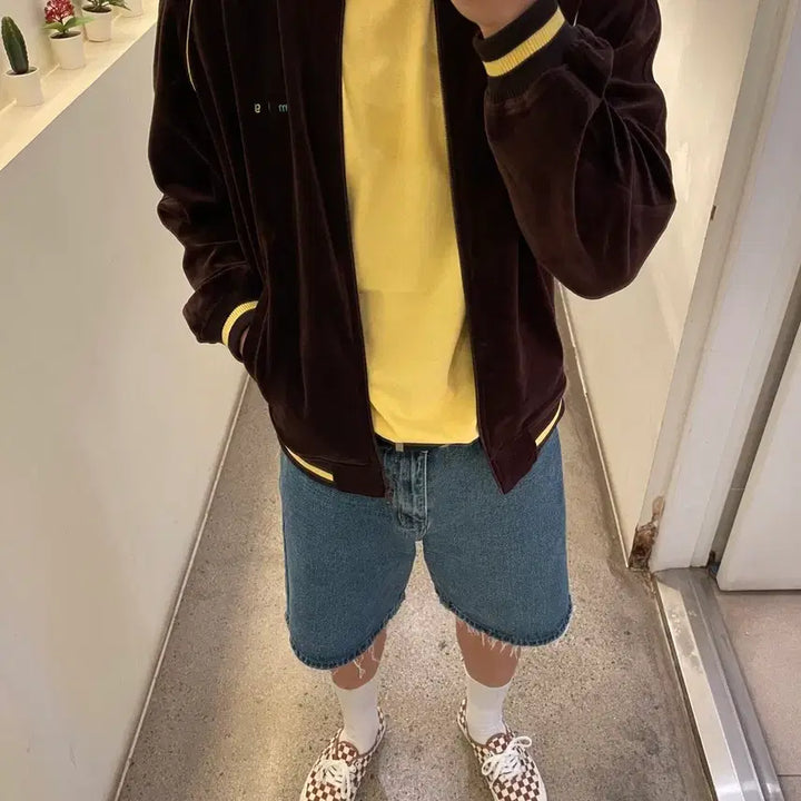 [BUNJANG] Mmlg Velour Sport Jumper Brown / Mmlg 벨루어 스포츠 점퍼 브라운