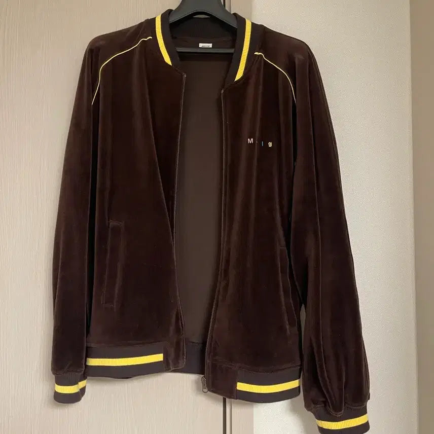 [BUNJANG] Mmlg Velour Sport Jumper Brown / Mmlg 벨루어 스포츠 점퍼 브라운