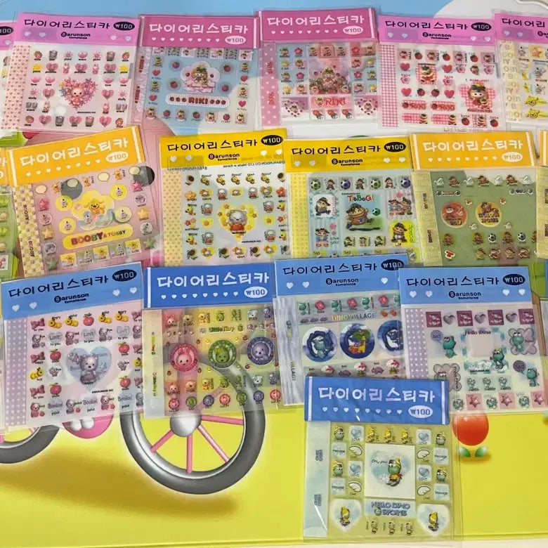 [BUNJANG] Barunson Kkoma Ttorae Diary Sticker Bundle Set / 고전문구 바른손 꼬마또래 다이어리 스티카 일괄판매