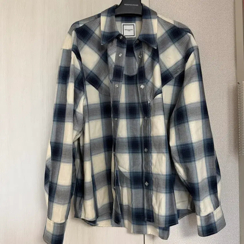 [BUNJANG] Wooyoungmi 25ss Blue Check Western Shirt / (46) 25ss 우영미 블루 웨스턴 체크 셔츠