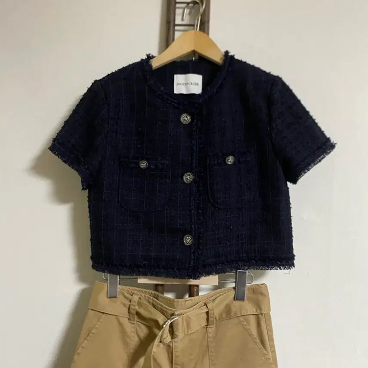 [BUNJANG] Navy Short Sleeve Tweed Jacket / 네이비 반팔트위드자켓 55