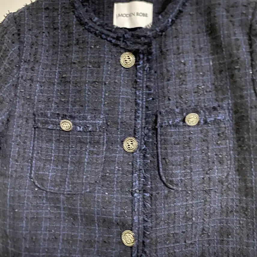 [BUNJANG] Navy Short Sleeve Tweed Jacket / 네이비 반팔트위드자켓 55
