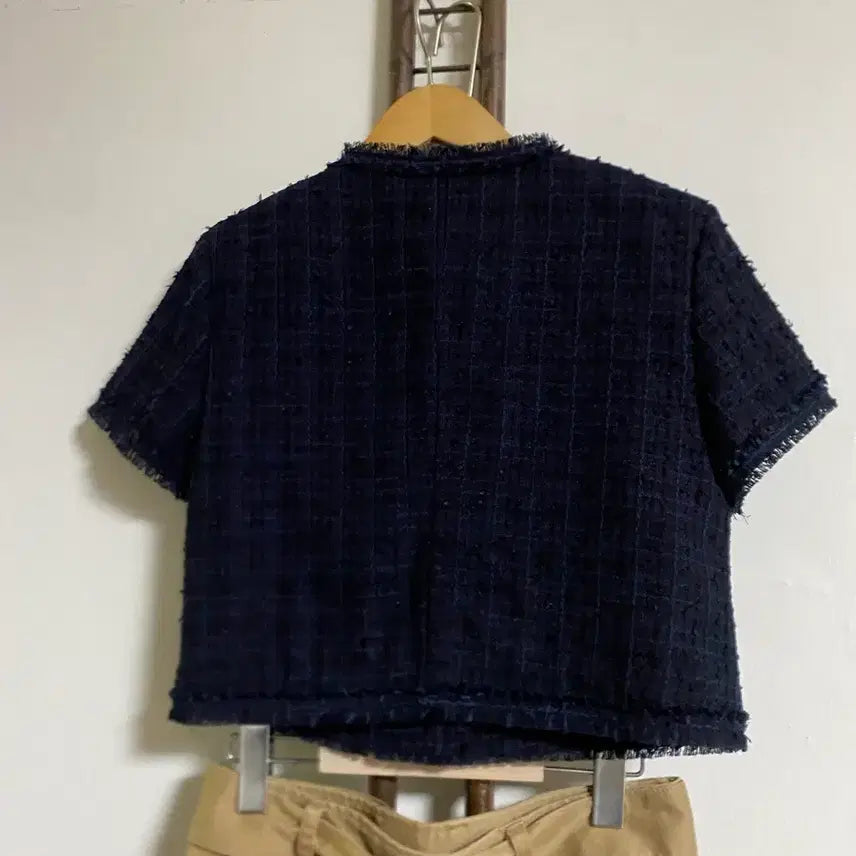 [BUNJANG] Navy Short Sleeve Tweed Jacket / 네이비 반팔트위드자켓 55