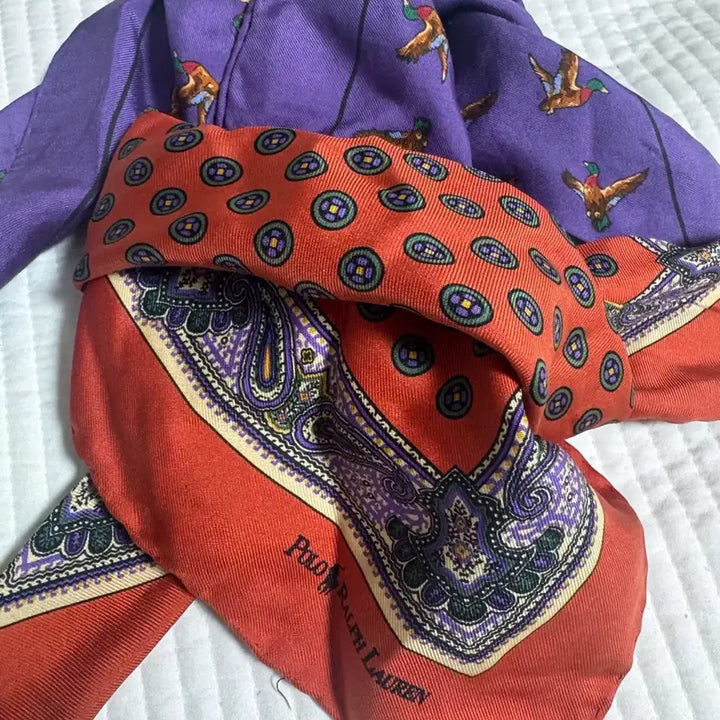 [BUNJANG] Polo Ralph Lauren Petit Silk Scarf Set / 폴로랄프로렌 쁘띠 실크스카프  두장