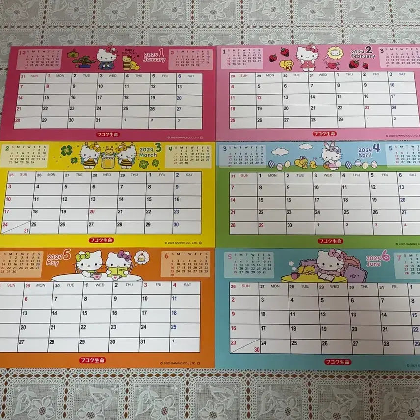 [BUNJANG] 2023 Hello Kitty Sheet Calendar / 2023 산리오 헬로키티 시트 달력 탁상달력 고전문구 잡화