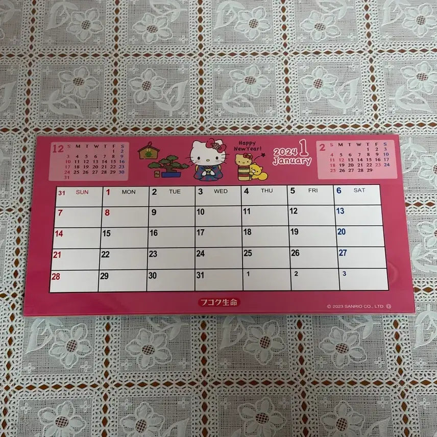 [BUNJANG] 2023 Hello Kitty Sheet Calendar / 2023 산리오 헬로키티 시트 달력 탁상달력 고전문구 잡화