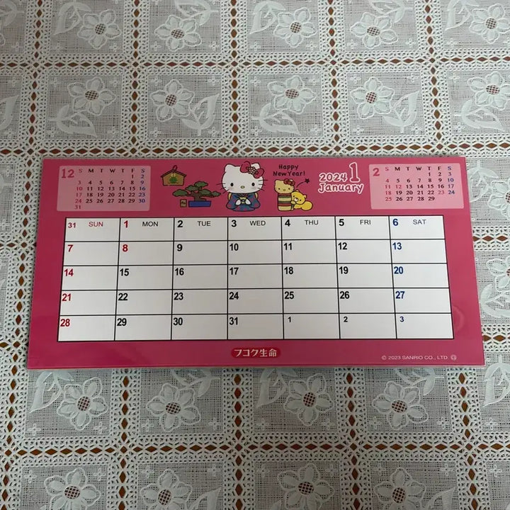 [BUNJANG] 2023 Hello Kitty Sheet Calendar / 2023 산리오 헬로키티 시트 달력 탁상달력 고전문구 잡화