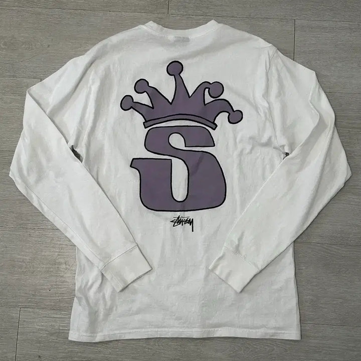 [BUNJANG] Stussy S Crown Long Sleeve T-Shirt White / [m]스투시 S 크라운 롱슬리브 티셔츠 화이트