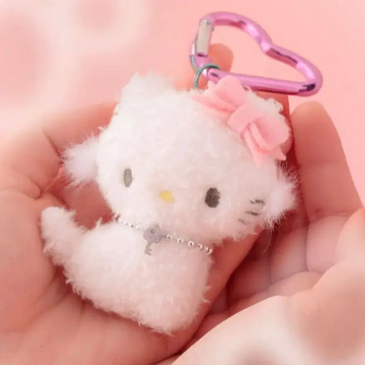[BUNJANG] Charmmy Kitty Heart Carabiner Keychain / 챠미키티 뽀글이 하트 카라비너 키링